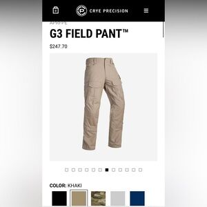 Men’s Crye Precision G3 Field Pants 38 Regualr Khaki